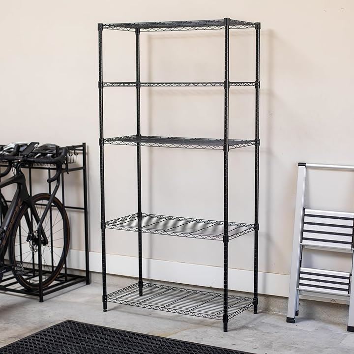 スチールラック 収納棚 キッチンラック 収納ラック 高さ調整可能 キャスター付き 日本語説明書(ブラック, 5段 高さ150cm) スチールラック 収納棚 キッチンラック 収納ラック 高さ調整可能 キャスター付き 日本語説明書(ブラック, 5段 高さ150cm)