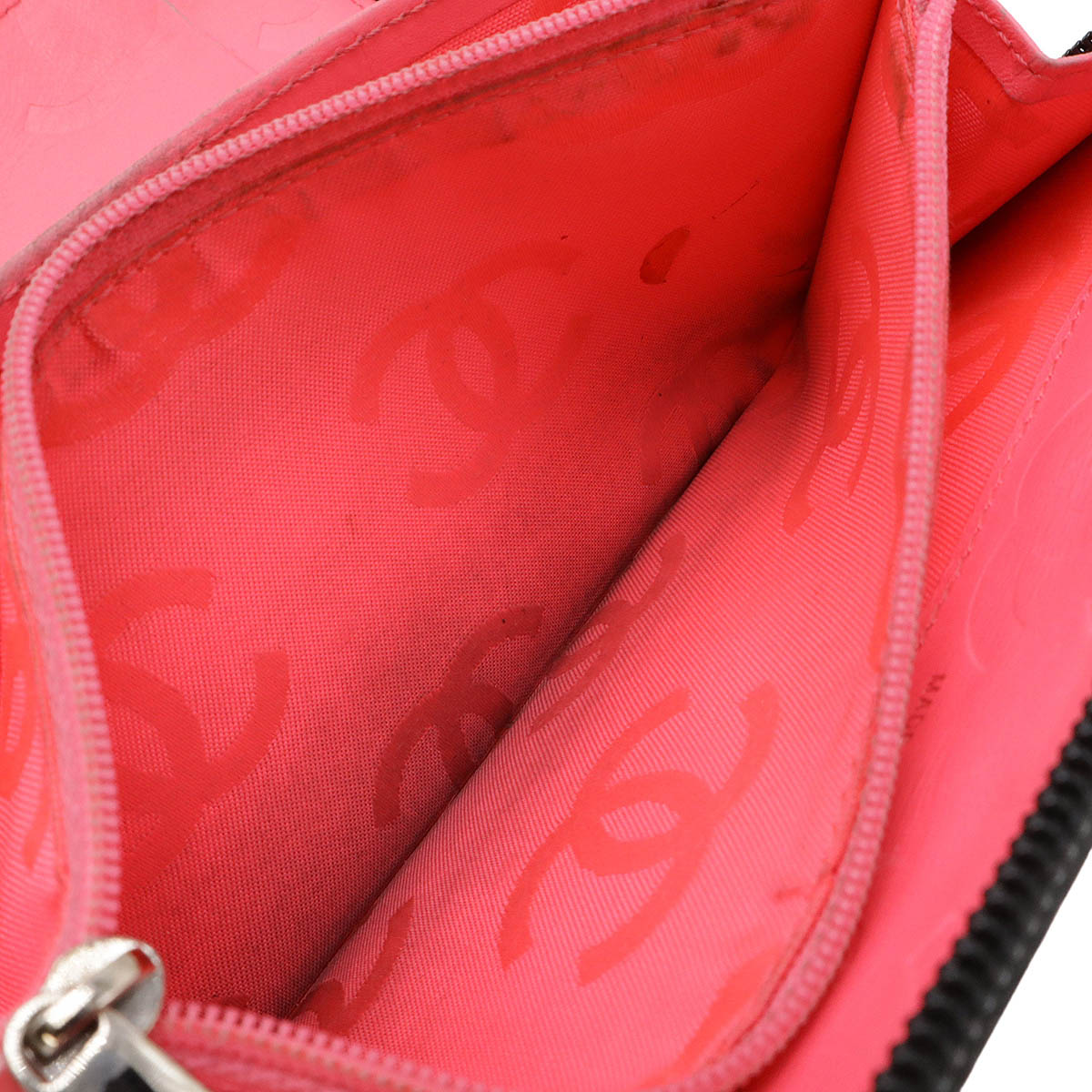 カンボンライン ココマーク ラウンドファスナー 長財布 オーガナイザー レザー ブラック 黒 ホワイト 白 ピンク A4866