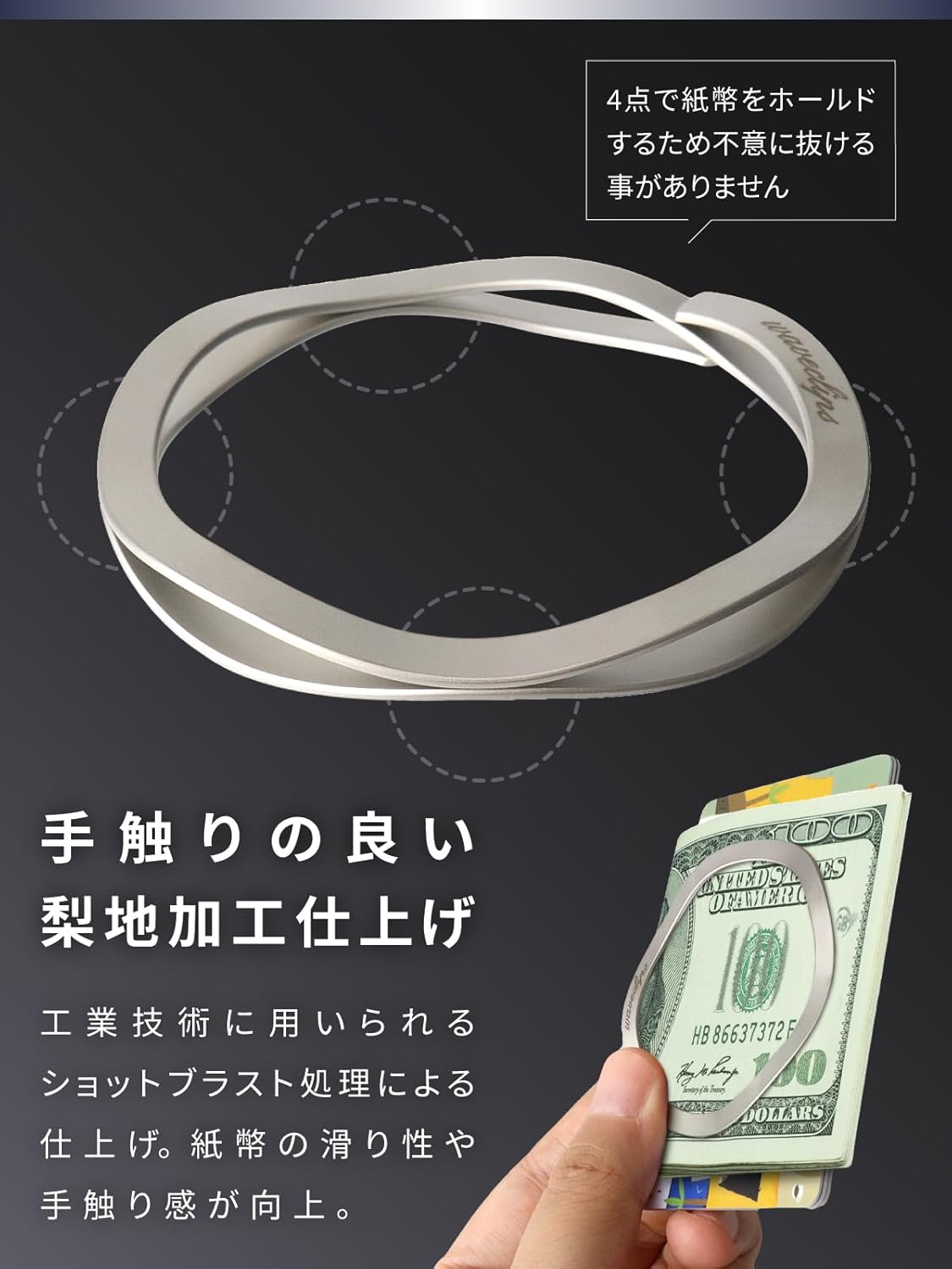 WAVECLIPS マネークリップ シルバー S(スモール) 3個セット WAVECLIPS マネークリップ シルバー S(スモール) 3個セット