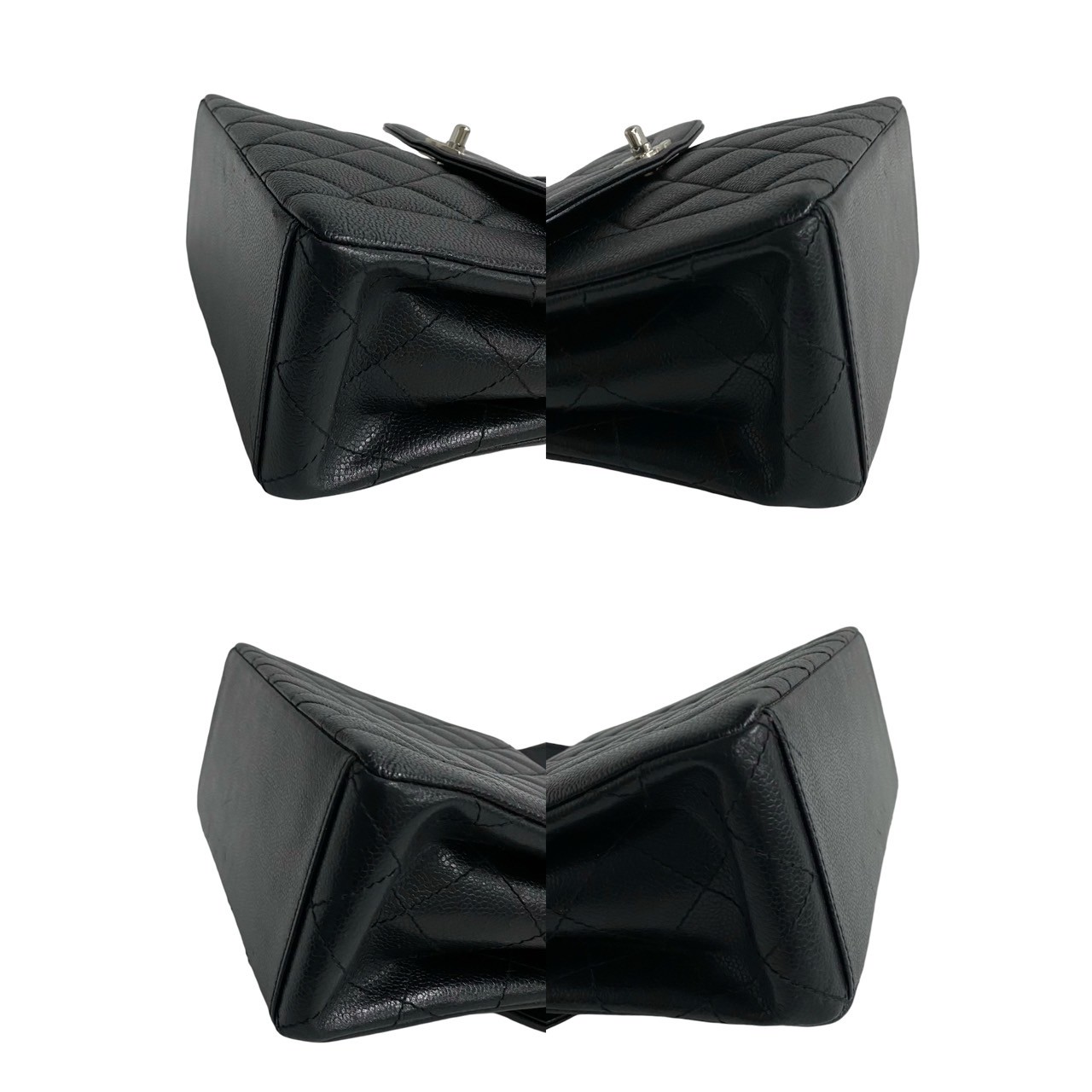 ヴィンテージ マトラッセ ダイアナフラップ ココマークショルダーバッグ マットキャビアスキン ブラック 170-1 ヴィンテージ マトラッセ ダイアナフラップ ココマークショルダーバッグ マットキャビアスキン ブラック 170-1