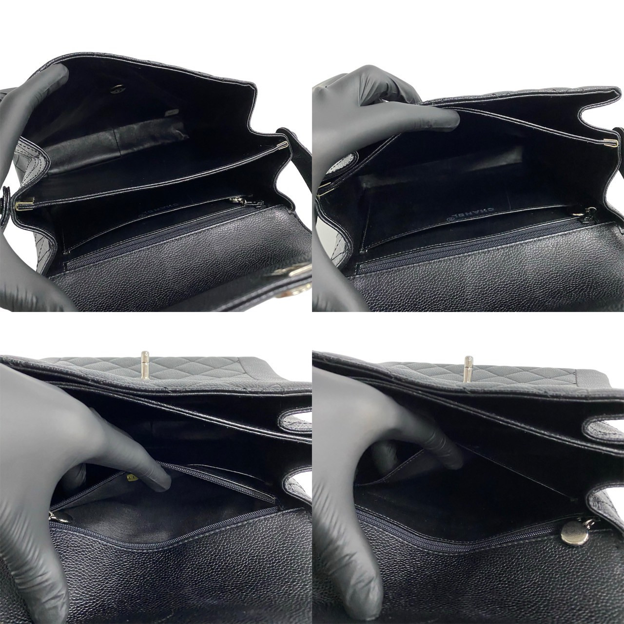 ヴィンテージ マトラッセ ダイアナフラップ ココマークショルダーバッグ マットキャビアスキン ブラック 170-1 ヴィンテージ マトラッセ ダイアナフラップ ココマークショルダーバッグ マットキャビアスキン ブラック 170-1