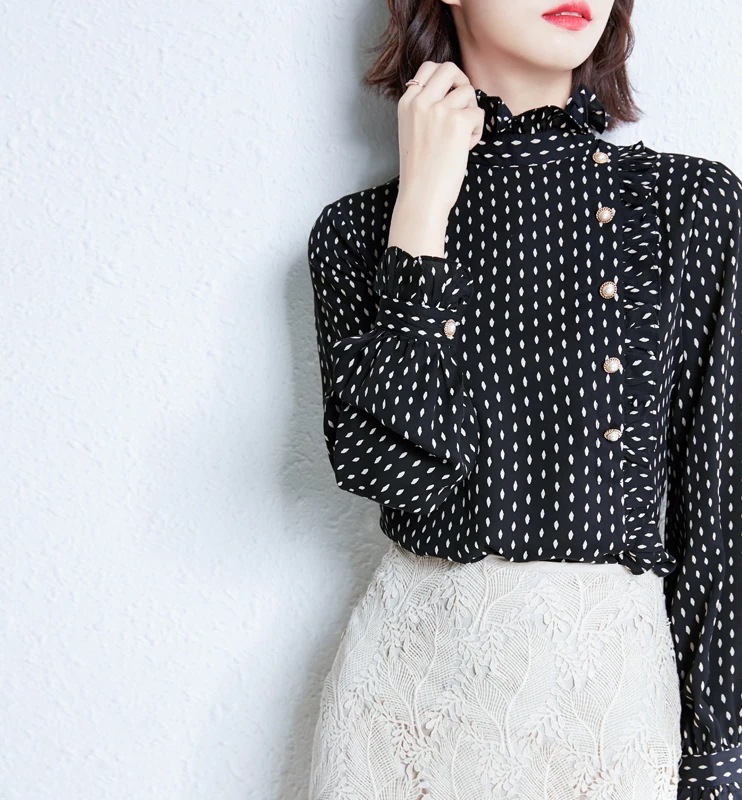 S ドット柄 こなれ感 かわいい 存在感 秋 シフォン ブラウス ガーリー 長袖 ラブリー ハイネック 前開き L XL 主役級 トップス 春 通学 M 柄 モダン 黒 上品 フリル 通勤 2XL S ドット柄 こなれ感 かわいい 存在感 秋 シフォン ブラウス ガーリー 長袖 ラブリー ハイネック 前開き L XL 主役級 トップス 春 通学 M 柄 モダン 黒 上品 フリル 通勤 2XL
