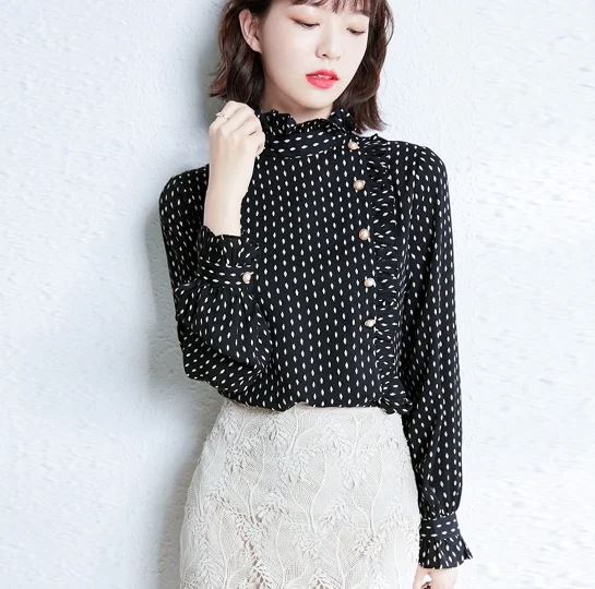 S ドット柄 こなれ感 かわいい 存在感 秋 シフォン ブラウス ガーリー 長袖 ラブリー ハイネック 前開き L XL 主役級 トップス 春 通学 M 柄 モダン 黒 上品 フリル 通勤 2XL S ドット柄 こなれ感 かわいい 存在感 秋 シフォン ブラウス ガーリー 長袖 ラブリー ハイネック 前開き L XL 主役級 トップス 春 通学 M 柄 モダン 黒 上品 フリル 通勤 2XL