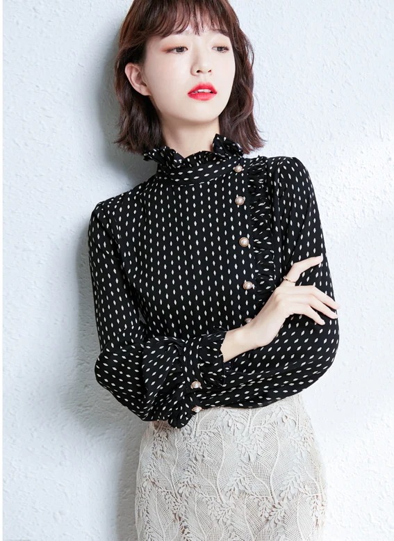 S ドット柄 こなれ感 かわいい 存在感 秋 シフォン ブラウス ガーリー 長袖 ラブリー ハイネック 前開き L XL 主役級 トップス 春 通学 M 柄 モダン 黒 上品 フリル 通勤 2XL S ドット柄 こなれ感 かわいい 存在感 秋 シフォン ブラウス ガーリー 長袖 ラブリー ハイネック 前開き L XL 主役級 トップス 春 通学 M 柄 モダン 黒 上品 フリル 通勤 2XL