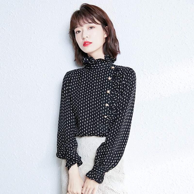 S ドット柄 こなれ感 かわいい 存在感 秋 シフォン ブラウス ガーリー 長袖 ラブリー ハイネック 前開き L XL 主役級 トップス 春 通学 M 柄 モダン 黒 上品 フリル 通勤 2XL S ドット柄 こなれ感 かわいい 存在感 秋 シフォン ブラウス ガーリー 長袖 ラブリー ハイネック 前開き L XL 主役級 トップス 春 通学 M 柄 モダン 黒 上品 フリル 通勤 2XL