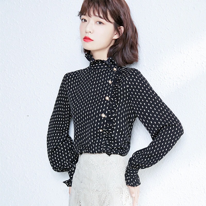 S ドット柄 こなれ感 かわいい 存在感 秋 シフォン ブラウス ガーリー 長袖 ラブリー ハイネック 前開き L XL 主役級 トップス 春 通学 M 柄 モダン 黒 上品 フリル 通勤 2XL S ドット柄 こなれ感 かわいい 存在感 秋 シフォン ブラウス ガーリー 長袖 ラブリー ハイネック 前開き L XL 主役級 トップス 春 通学 M 柄 モダン 黒 上品 フリル 通勤 2XL