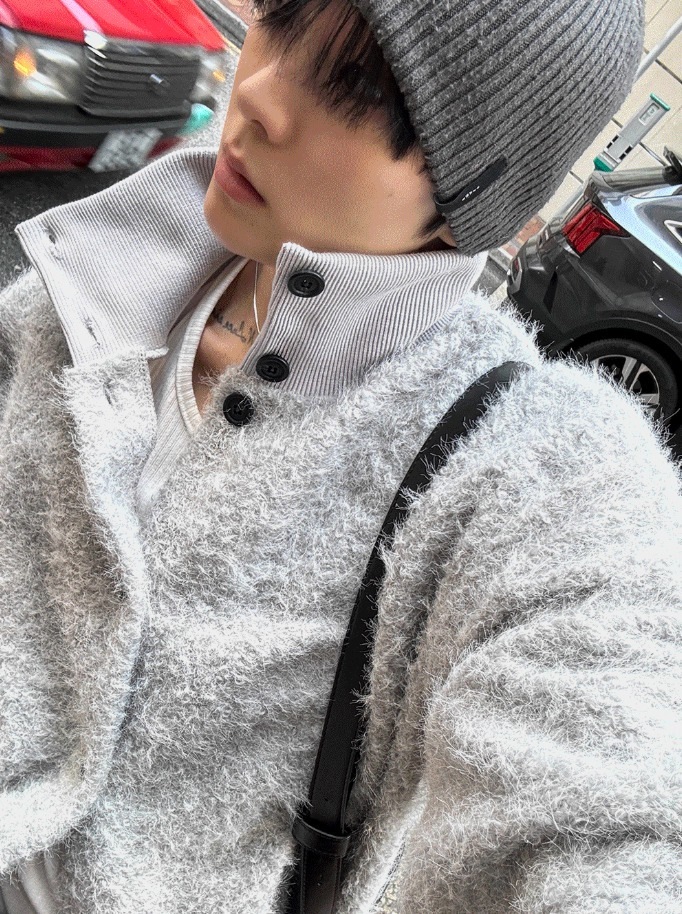 [COSYHARU公式]Mohair High Neck Cardigan