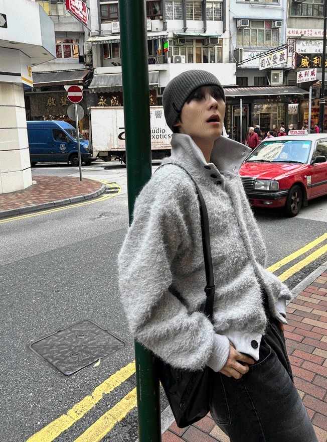 [COSYHARU公式]Mohair High Neck Cardigan
