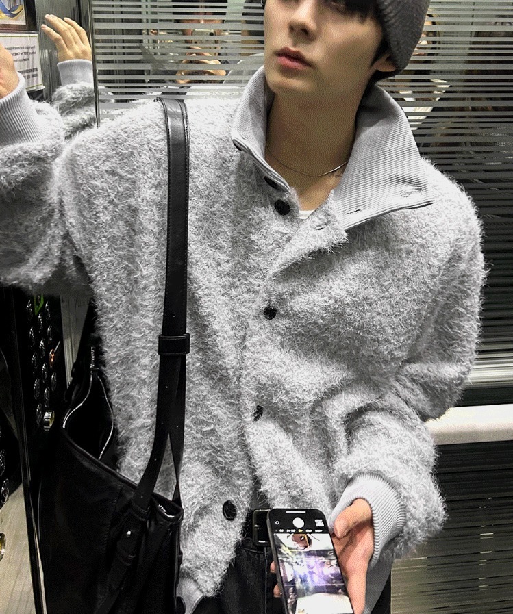 [COSYHARU公式]Mohair High Neck Cardigan