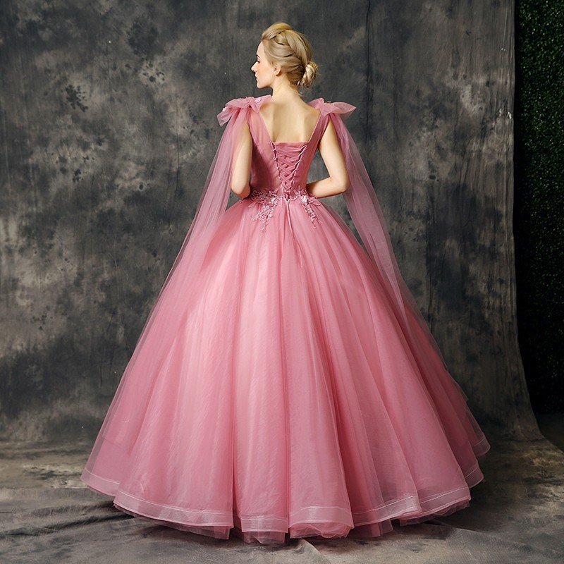 パーティードレス ウェディングドレス 奏会用ロングドレス 人気カラードレス 二次会 披露宴 花嫁 結婚式 舞台 ピンク
