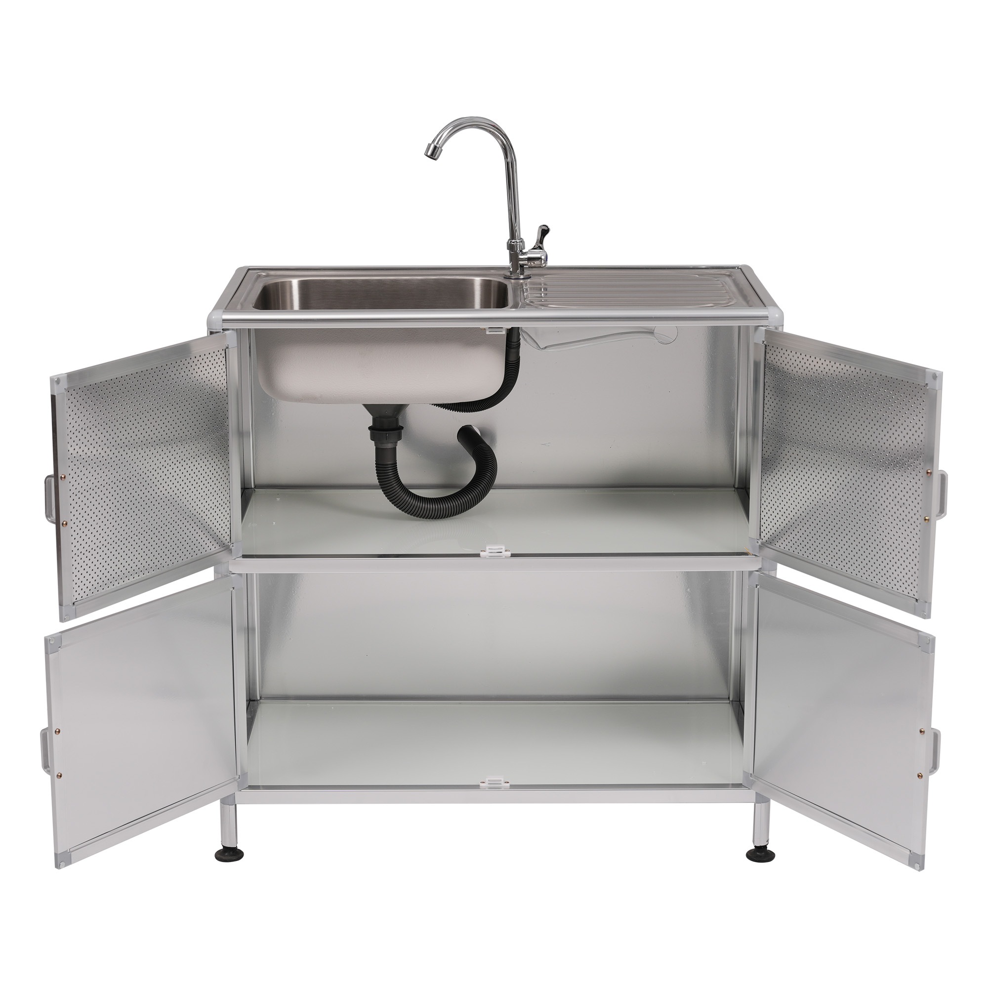 1426【囲い付きで便利】屋外 流し台 ステンレス W83×D43.5×H109.5cm ガーデンシンク 作業台 キッチン 台所 屋外 簡易 シンク 組み立て簡単 収納棚付 庭 高さ調節 調理台 ガー 1426【囲い付きで便利】屋外 流し台 ステンレス W83×D43.5×H109.5cm ガーデンシンク 作業台 キッチン 台所 屋外 簡易 シンク 組み立て簡単 収納棚付 庭 高さ調節 調理台 ガー