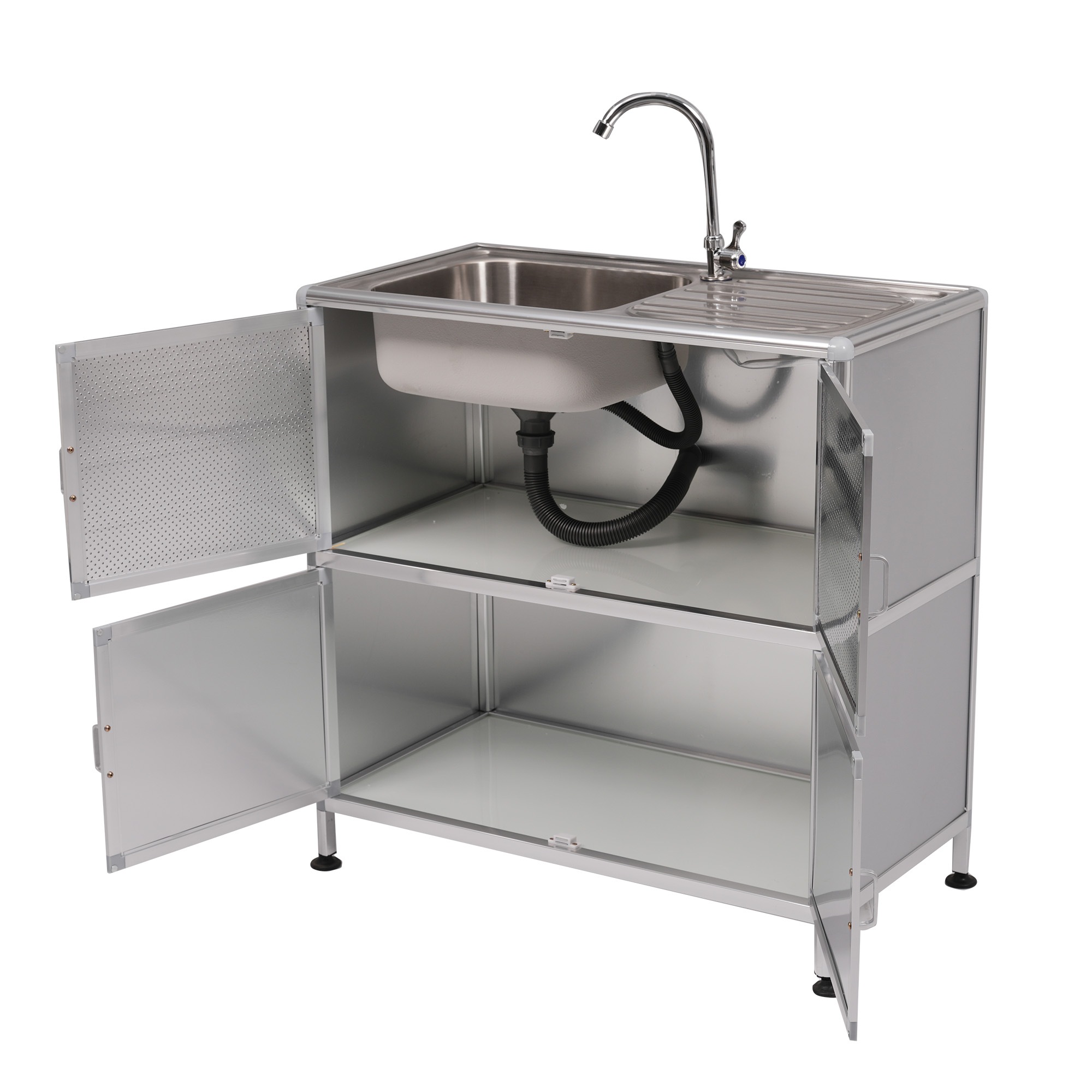 1426【囲い付きで便利】屋外 流し台 ステンレス W83×D43.5×H109.5cm ガーデンシンク 作業台 キッチン 台所 屋外 簡易 シンク 組み立て簡単 収納棚付 庭 高さ調節 調理台 ガー 1426【囲い付きで便利】屋外 流し台 ステンレス W83×D43.5×H109.5cm ガーデンシンク 作業台 キッチン 台所 屋外 簡易 シンク 組み立て簡単 収納棚付 庭 高さ調節 調理台 ガー