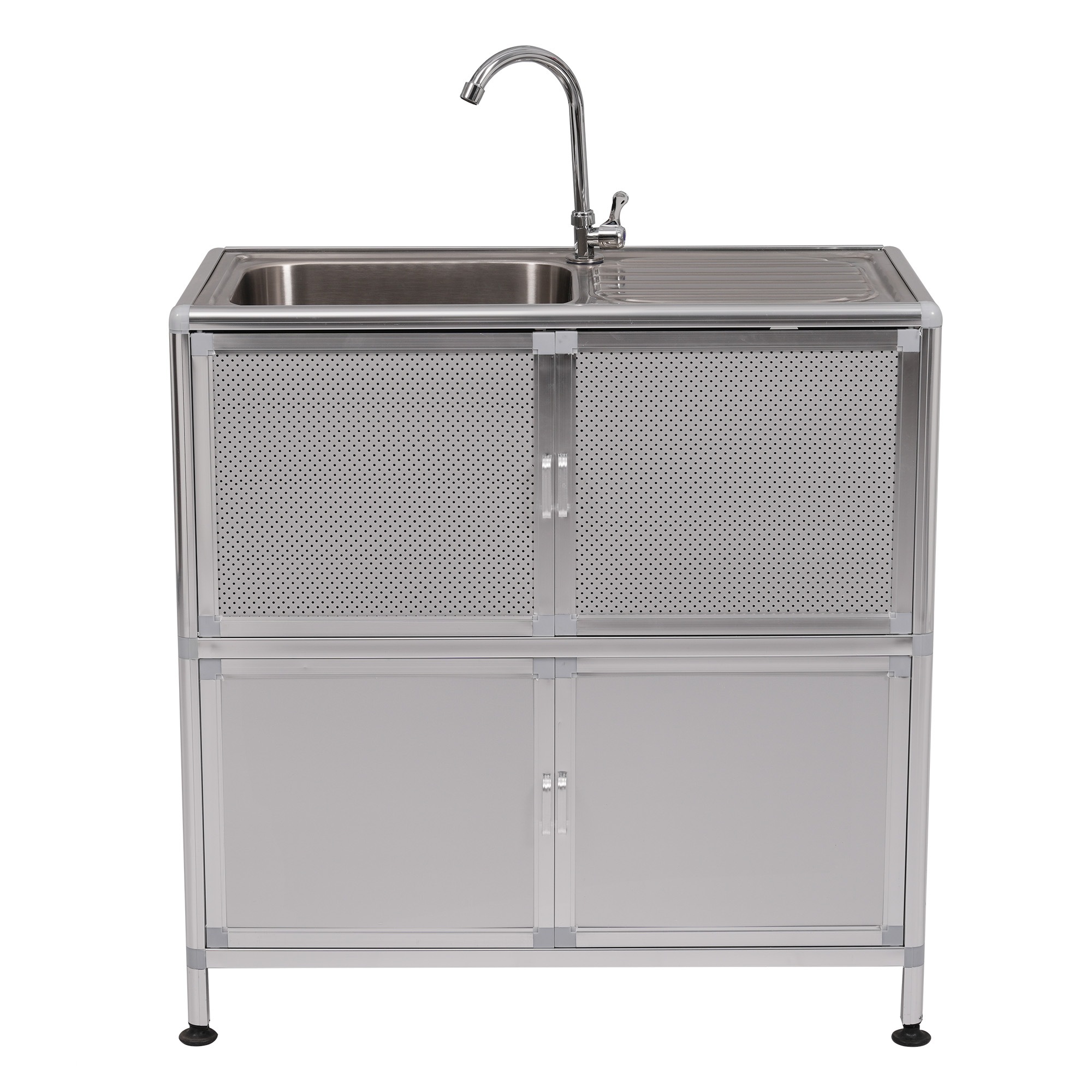 1426【囲い付きで便利】屋外 流し台 ステンレス W83×D43.5×H109.5cm ガーデンシンク 作業台 キッチン 台所 屋外 簡易 シンク 組み立て簡単 収納棚付 庭 高さ調節 調理台 ガー 1426【囲い付きで便利】屋外 流し台 ステンレス W83×D43.5×H109.5cm ガーデンシンク 作業台 キッチン 台所 屋外 簡易 シンク 組み立て簡単 収納棚付 庭 高さ調節 調理台 ガー