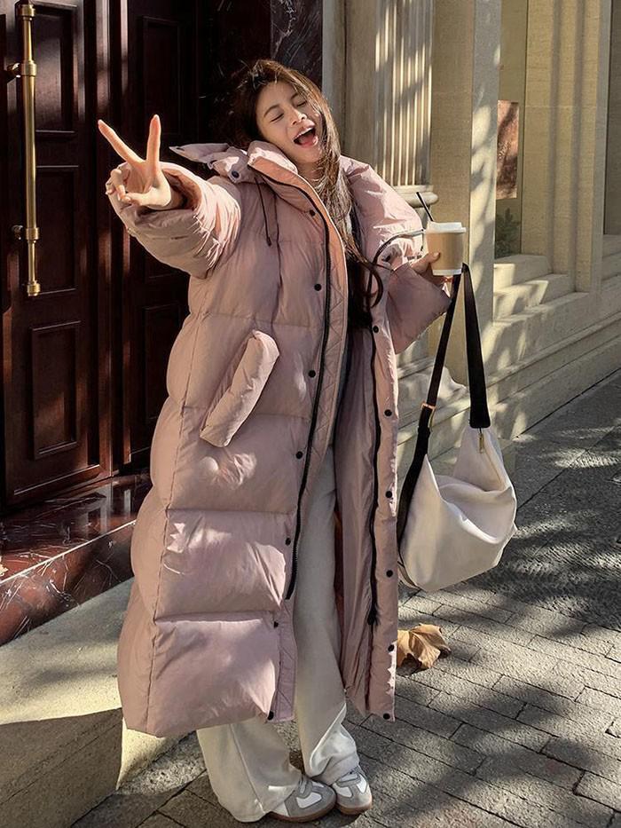 ダウンコート フード付き ベンチコート レディース ダウン ロング