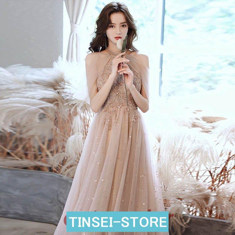 イブニングドレス ホルターネック オフショルダー パーティードレス ロングドレス スパンコール キラキラドレス 発表会ドレス 演奏会ドレス Aライン 20代 30代 イブニングドレス ホルターネック オフショルダー パーティードレス ロングドレス スパンコール キラキラドレス 発表会ドレス 演奏会ドレス Aライン 20代 30代