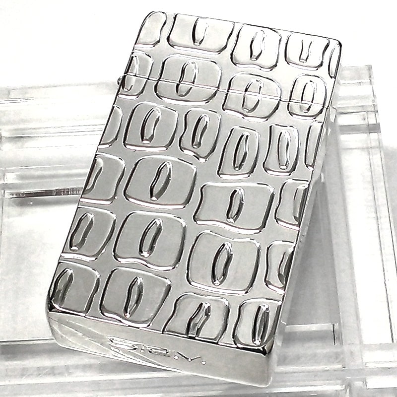 ガスライター サロメ クロコダイル シルバー 50ミクロン SAROME 訳あり特価 ターボ EXCEL 銀 スパイラルサーキュラーフレイム おしゃれ 両面加工 彫刻 SRM 廃盤品 絶版 アウトドア