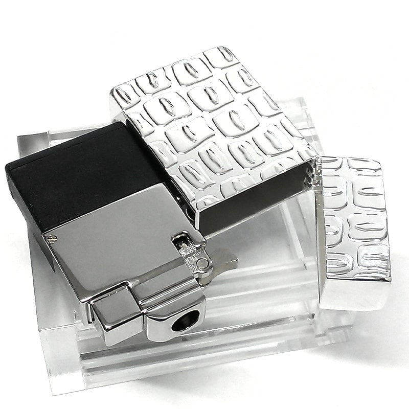 ガスライター サロメ クロコダイル シルバー 50ミクロン SAROME 訳あり特価 ターボ EXCEL 銀 スパイラルサーキュラーフレイム おしゃれ 両面加工 彫刻 SRM 廃盤品 絶版 アウトドア