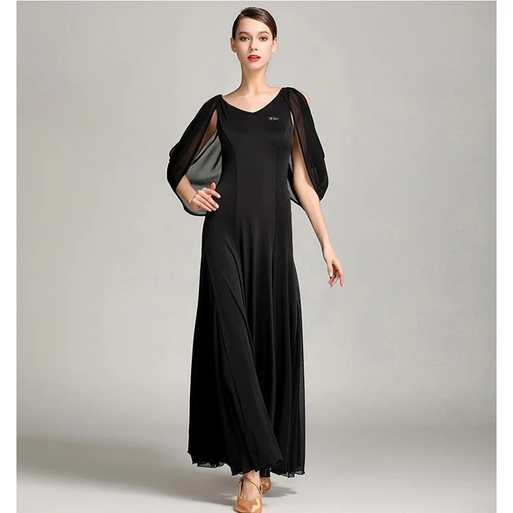 社交ダンス ドレス 社交ダンス衣装 長袖 黒 初心者 練習着 広がる裾 発表会用 ワンピース パーティー スタンダード レッスン着 ブラック S M L XL 2XL 社交ダンス ドレス 社交ダンス衣装 長袖 黒 初心者 練習着 広がる裾 発表会用 ワンピース パーティー スタンダード レッスン着 ブラック S M L XL 2XL