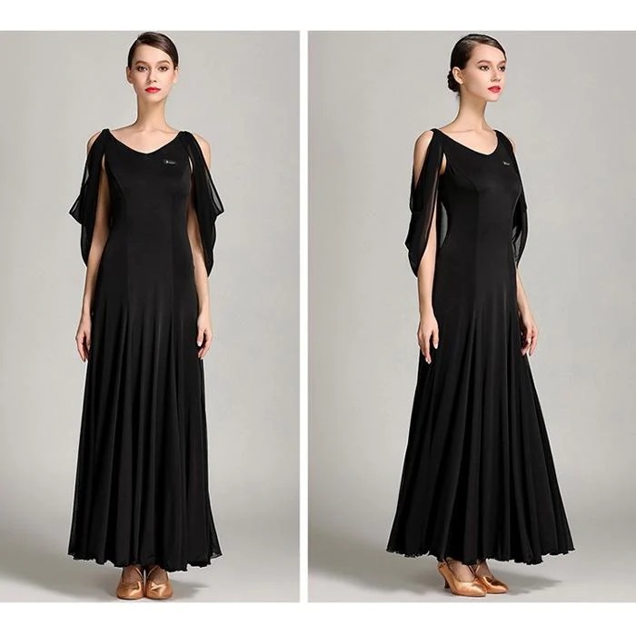 社交ダンス ドレス 社交ダンス衣装 長袖 黒 初心者 練習着 広がる裾 発表会用 ワンピース パーティー スタンダード レッスン着 ブラック S M L XL 2XL 社交ダンス ドレス 社交ダンス衣装 長袖 黒 初心者 練習着 広がる裾 発表会用 ワンピース パーティー スタンダード レッスン着 ブラック S M L XL 2XL