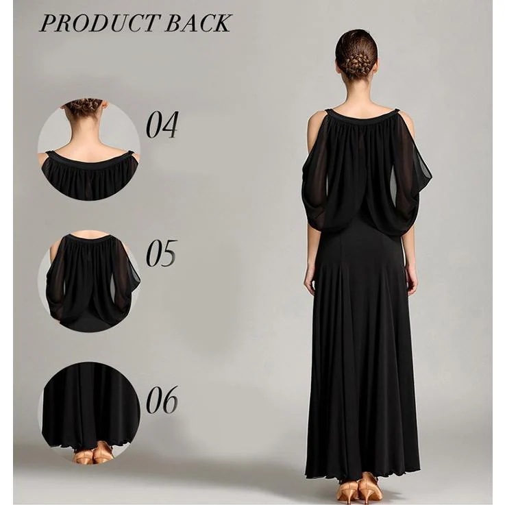 社交ダンス ドレス 社交ダンス衣装 長袖 黒 初心者 練習着 広がる裾 発表会用 ワンピース パーティー スタンダード レッスン着 ブラック S M L XL 2XL 社交ダンス ドレス 社交ダンス衣装 長袖 黒 初心者 練習着 広がる裾 発表会用 ワンピース パーティー スタンダード レッスン着 ブラック S M L XL 2XL