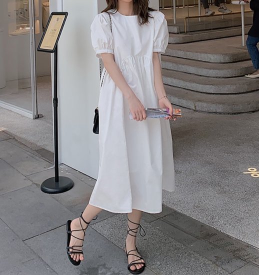 【取寄：納期2週間】ロングワンピース レディース ミディアム丈 春夏ワンピース きれいめ 無地 ゆったりワンピース