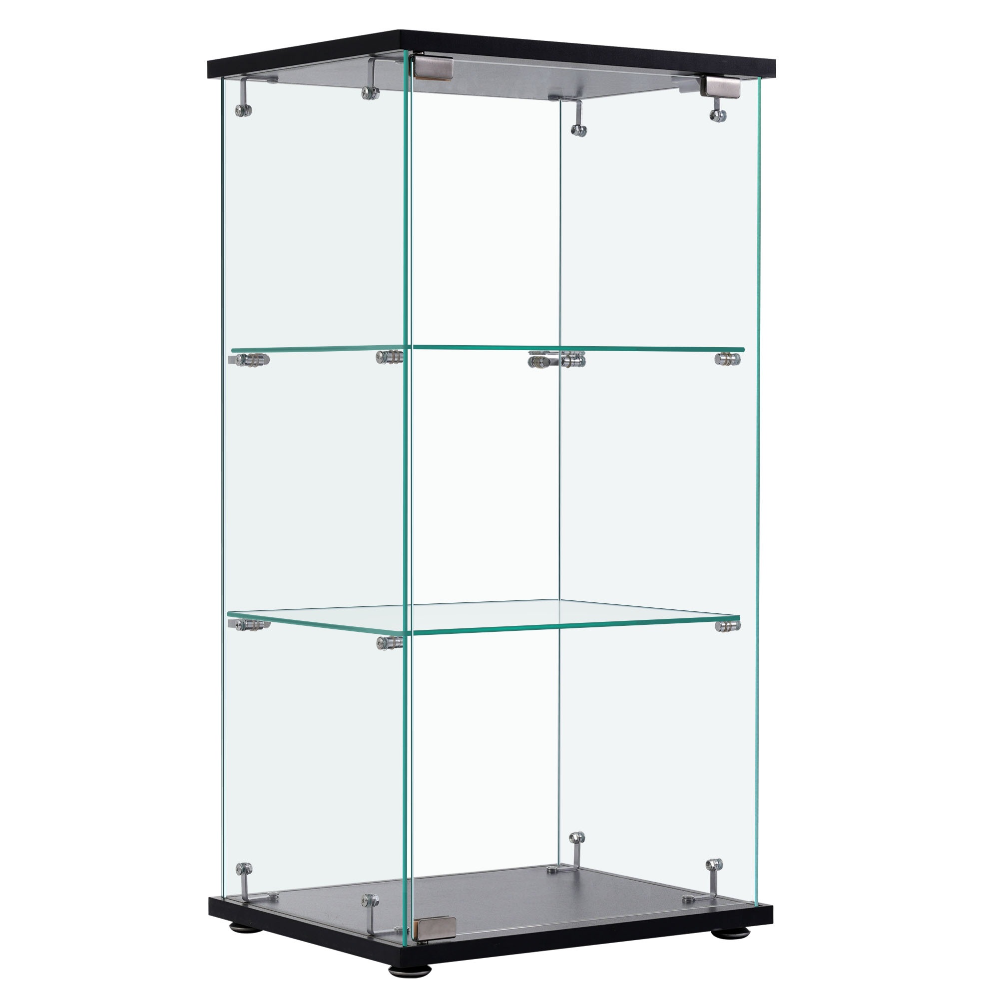 557コレクションケース ガラスディスプレイキャビネット フィギュアケース 3段 ブラック 強化ガラス 全面ガラス サイズ:幅42.5×奥行36.5×高さ86cm