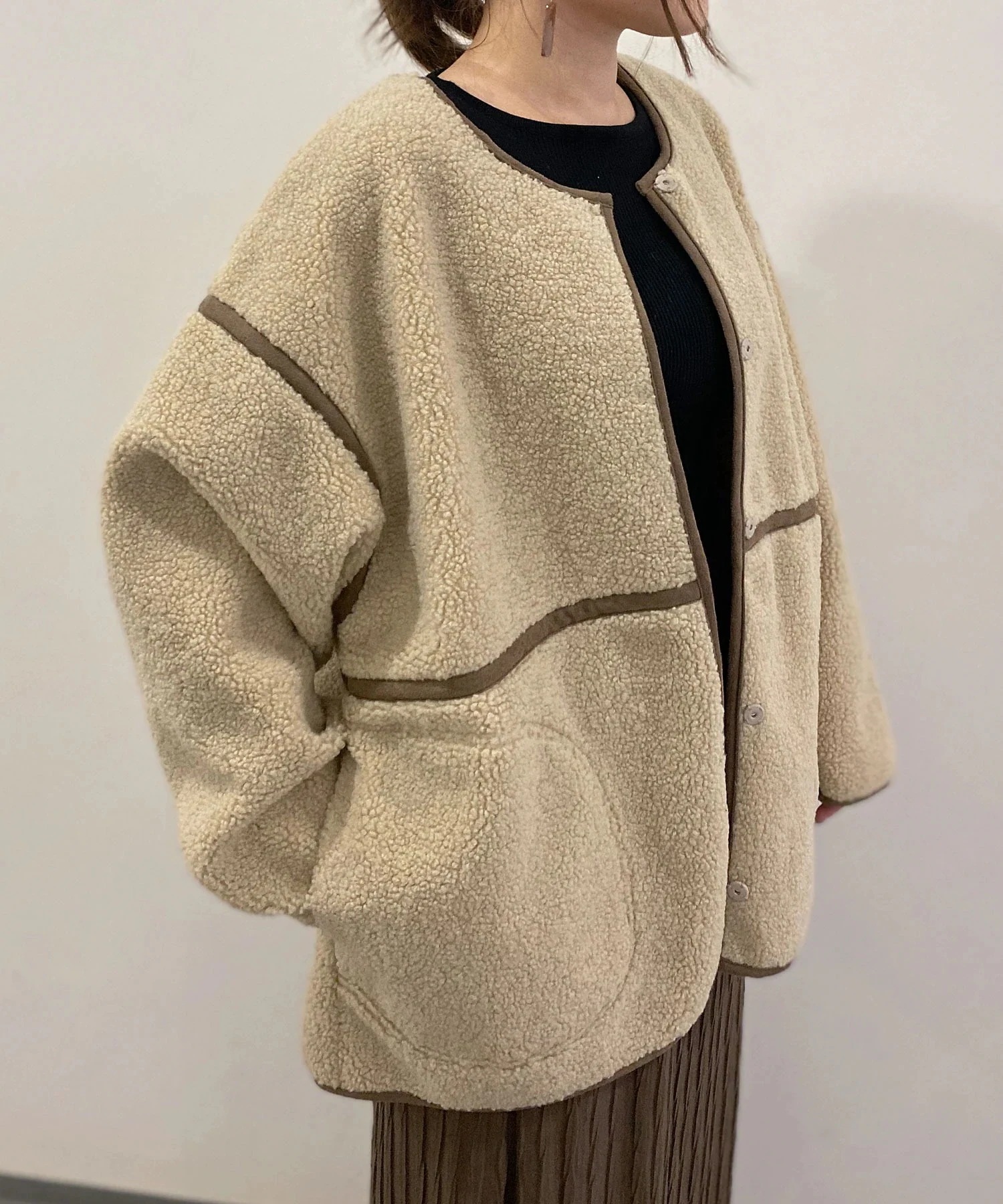 【急速出荷】ディース 秋冬ファーコートアウター防寒可愛い ジャンパーブルゾン人気ボアアウターキルティングアウター