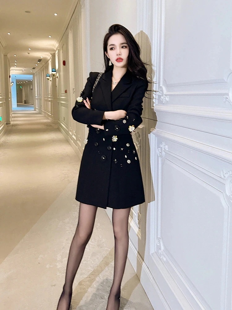 Hot!!!2024秋冬新品 ダイヤモンド飾り スーツワンピース 小柄 通勤 スーツスカート パーティードレス キャバ 着痩せ 大人 同窓会 披露宴 卒業式 結婚式 演奏会 ウェディング 二次会