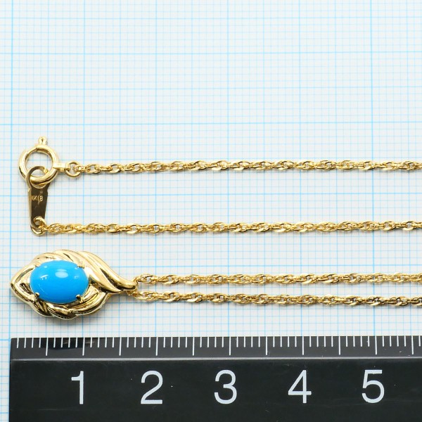 K18 18金 YG イエローゴールド ネックレス ターコイズ 約40cm ジュエリー 中古 K18 18金 YG イエローゴールド ネックレス ターコイズ 約40cm ジュエリー 中古