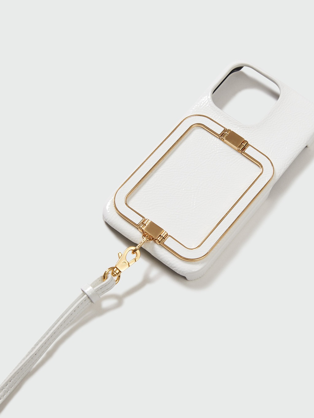 【EENK】Phone Case with Leather Strap - Crinkle White afcb5a3a379d3.jpg