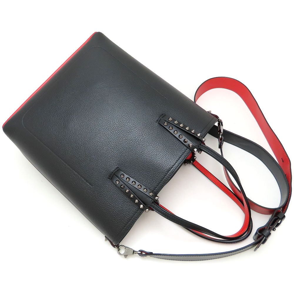 CABATA N/S カバタ 3205221 ハンドバッグ スパイクスタッズ 2Way レザー ブラック レッド/352563【中古】 CABATA N/S カバタ 3205221 ハンドバッグ スパイクスタッズ 2Way レザー ブラック レッド/352563【中古】