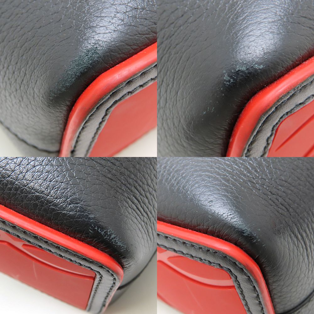 CABATA N/S カバタ 3205221 ハンドバッグ スパイクスタッズ 2Way レザー ブラック レッド/352563【中古】 CABATA N/S カバタ 3205221 ハンドバッグ スパイクスタッズ 2Way レザー ブラック レッド/352563【中古】