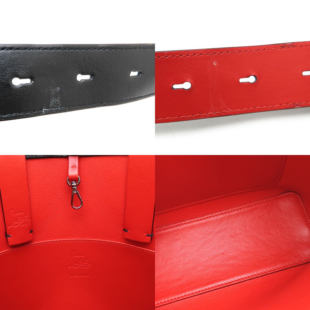 CABATA N/S カバタ 3205221 ハンドバッグ スパイクスタッズ 2Way レザー ブラック レッド/352563【中古】 CABATA N/S カバタ 3205221 ハンドバッグ スパイクスタッズ 2Way レザー ブラック レッド/352563【中古】