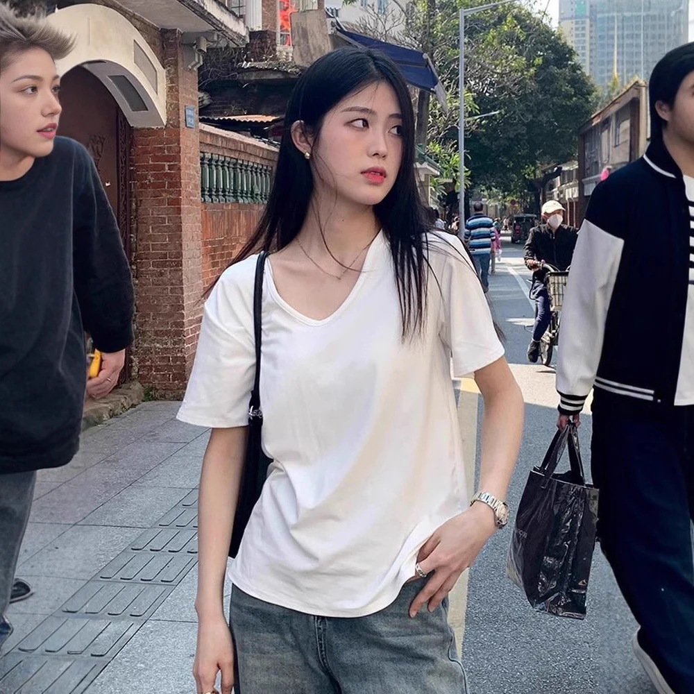 【今季トレンド】【純綿】 Vネック tシャツ # レディース 夏 半袖 ルーズ無地ボトムシャツ コットンTシャツ レディース トップス 半袖 肩タックレディース カットソー tシャツ 綿 コットン 大 【今季トレンド】【純綿】 Vネック tシャツ # レディース 夏 半袖 ルーズ無地ボトムシャツ コットンTシャツ レディース トップス 半袖 肩タックレディース カットソー tシャツ 綿 コットン 大