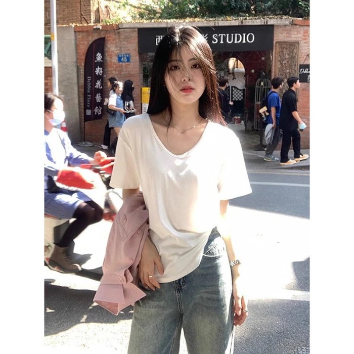 【今季トレンド】【純綿】 Vネック tシャツ # レディース 夏 半袖 ルーズ無地ボトムシャツ コットンTシャツ レディース トップス 半袖 肩タックレディース カットソー tシャツ 綿 コットン 大 【今季トレンド】【純綿】 Vネック tシャツ # レディース 夏 半袖 ルーズ無地ボトムシャツ コットンTシャツ レディース トップス 半袖 肩タックレディース カットソー tシャツ 綿 コットン 大