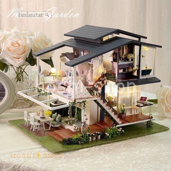 ドールハウス ミニチュア 部屋組み立てキット 別荘 手作りキット 誕生日プレゼント ミニチュアコレクション チュアハウス モデル 知育玩具