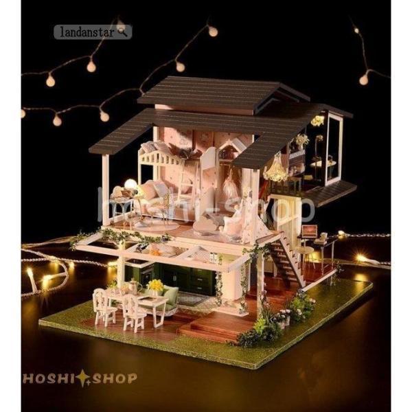 ドールハウス ミニチュア 部屋組み立てキット 別荘 手作りキット 誕生日プレゼント ミニチュアコレクション チュアハウス モデル 知育玩具
