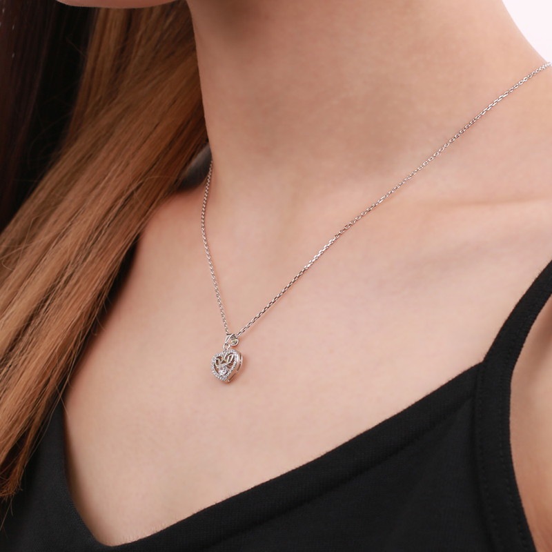 Pandora ハートと王冠 ネックレス Sparkling Heart Collier Necklace