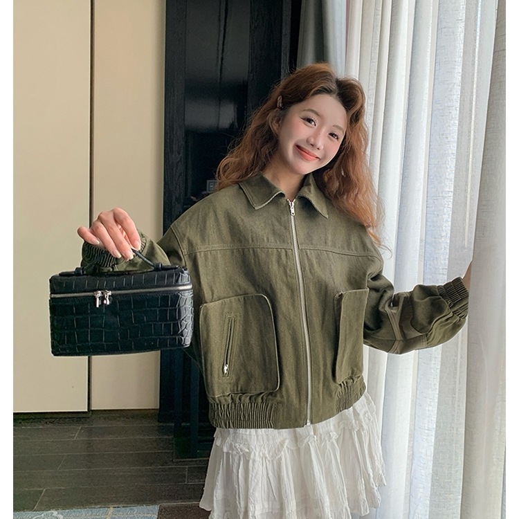 アウター ジャケット ジップ サイドライン ショート丈 ドロップショルダー 長袖 大人可愛い シンプル お洒落 こなれ感 普段使い