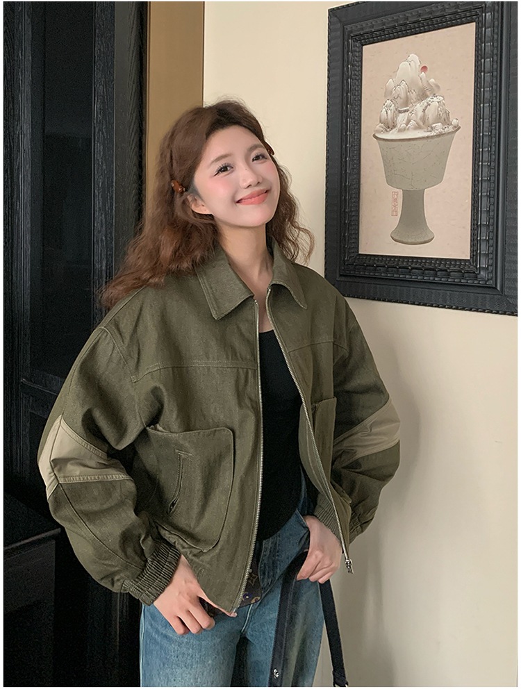 アウター ジャケット ジップ サイドライン ショート丈 ドロップショルダー 長袖 大人可愛い シンプル お洒落 こなれ感 普段使い