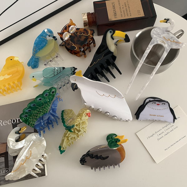 FIGURA ヘアアクセサリー フラミンゴ フクロウ 送料無料 ヘアゴム フラミンゴ ヘアアクセサリー メタルチャーム