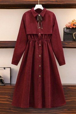 大きいサイズの婦人服は2021年の春と秋に新型の太ったMMの赤い洋風の中で長いは超太い特大サイズです