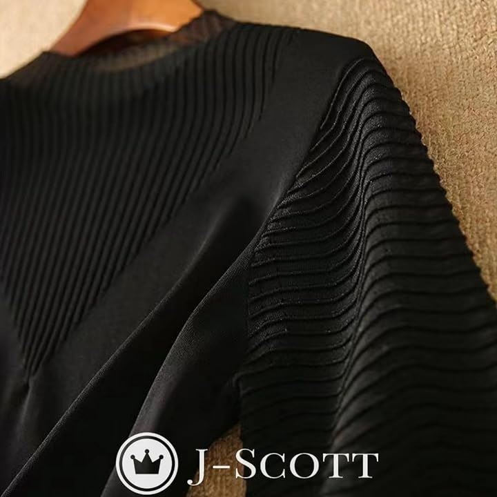 バルーンスリーブニットソー レースネック 凹凸感 リブデザイン 立襟 7分袖 透け感 ぽわん袖 入学式 七部袖 洗濯 ブラウス リラックス アイロンいらない JS92(ブラック, M) バルーンスリーブニットソー レースネック 凹凸感 リブデザイン 立襟 7分袖 透け感 ぽわん袖 入学式 七部袖 洗濯 ブラウス リラックス アイロンいらない JS92(ブラック, M)