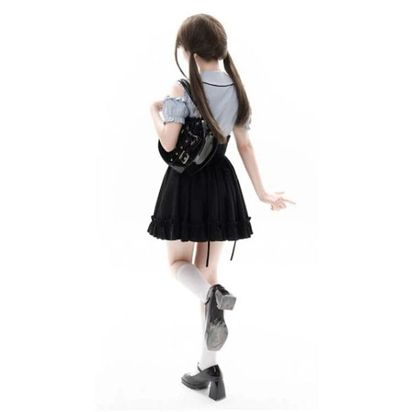 クーザ 地雷 ゴスロリ リボン ブラウス フリル スカート セットアップ クーザ 地雷 ゴスロリ リボン ブラウス フリル スカート