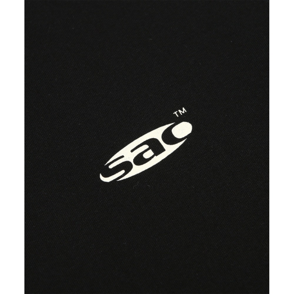 スローアシッドベーシックサックオーバルロゴ半袖Tシャツ [ブラック]