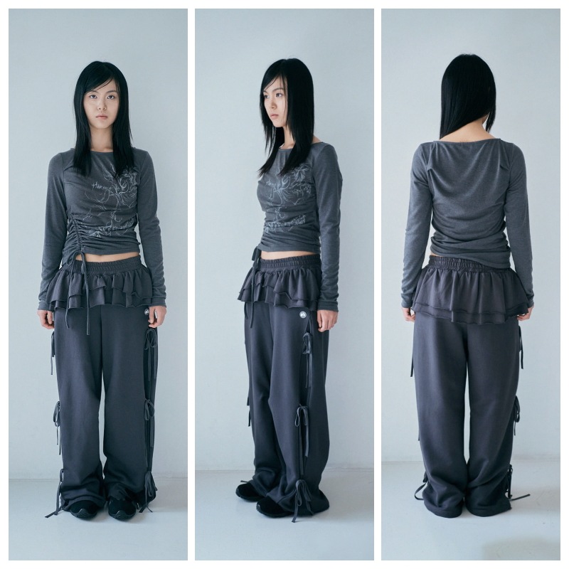 トップス hugyourskin boatneck shirring tee hugyourskin boatneck shirring tee
