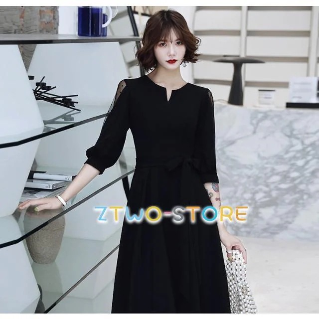 パーティードレス 結婚式 お呼ばれドレス ロングドレス 黒 レース袖 袖あり 五分袖 シアー袖 韓国 ドレス ロング 演奏会 大きいサイズ 3L 4L 上品 パーティードレス 結婚式 お呼ばれドレス ロングドレス 黒 レース袖 袖あり 五分袖 シアー袖 韓国 ドレス ロング 演奏会 大きいサイズ 3L 4L 上品