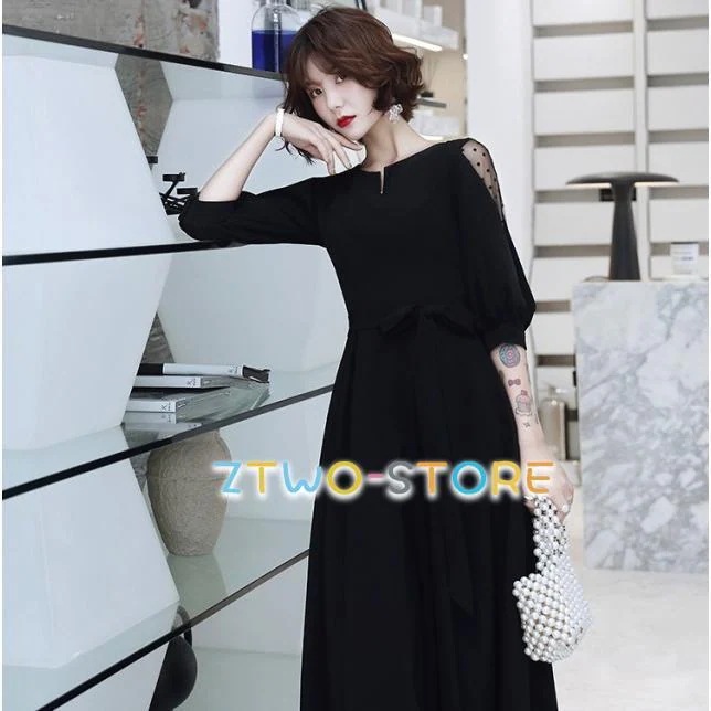 パーティードレス 結婚式 お呼ばれドレス ロングドレス 黒 レース袖 袖あり 五分袖 シアー袖 韓国 ドレス ロング 演奏会 大きいサイズ 3L 4L 上品 パーティードレス 結婚式 お呼ばれドレス ロングドレス 黒 レース袖 袖あり 五分袖 シアー袖 韓国 ドレス ロング 演奏会 大きいサイズ 3L 4L 上品