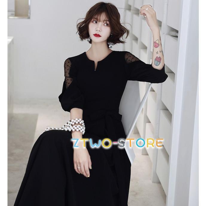 パーティードレス 結婚式 お呼ばれドレス ロングドレス 黒 レース袖 袖あり 五分袖 シアー袖 韓国 ドレス ロング 演奏会 大きいサイズ 3L 4L 上品 パーティードレス 結婚式 お呼ばれドレス ロングドレス 黒 レース袖 袖あり 五分袖 シアー袖 韓国 ドレス ロング 演奏会 大きいサイズ 3L 4L 上品