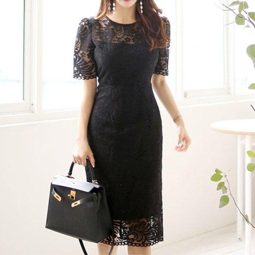 キャバドレス ナイトドレス ミディアムドレス ワンピース 半袖 スリット パール 総レース レディース グラシア キャバドレス ナイトドレス ミディアムドレス ワンピース 半袖 スリット パール 総レース レディース グラシア